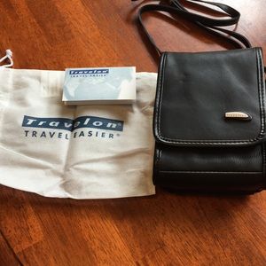 Black leather Travelon travel bag